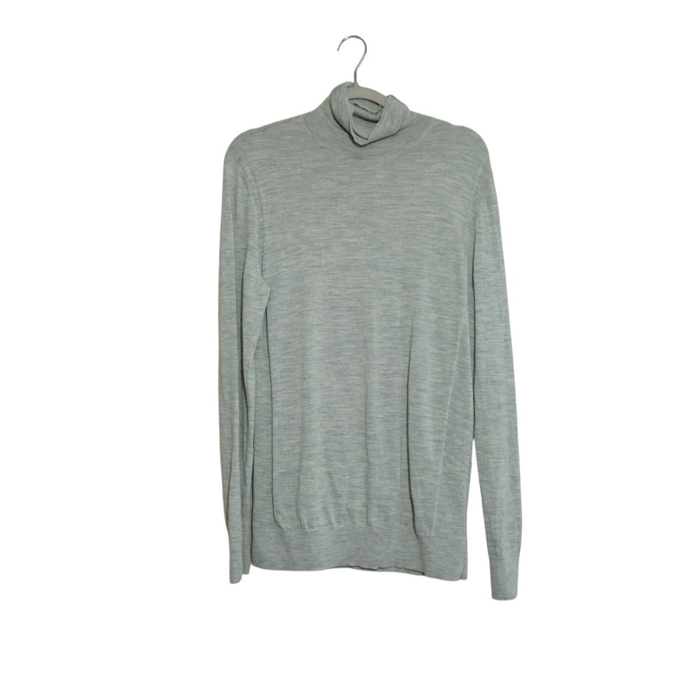 Express Size Medium Merino Wool Turtleneck Sweater Light Blue Gray Heather